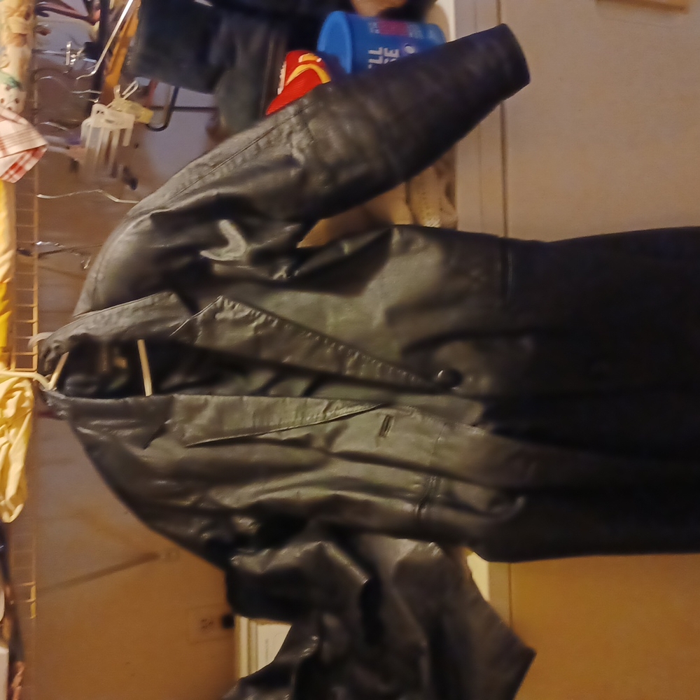 Womans full length leather coat
